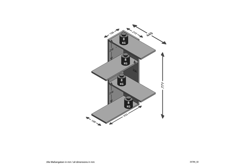 Kailyne Vegghylle 44 cm - Brun - Oppbevaring - Hylle - Vegghylle