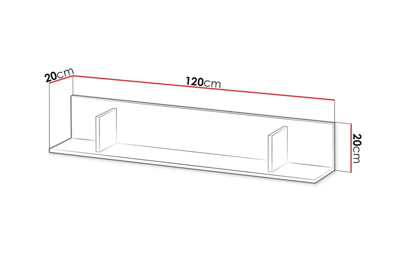 Klacksberg Vegghylle 120x20x20 cm - Oppbevaring - Hylle - Vegghylle