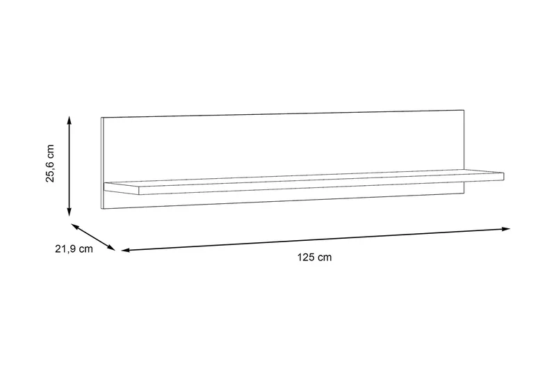 Kranea Vegghylle 22x125 cm - Grå/Hvit - Oppbevaring - Hylle - Vegghylle
