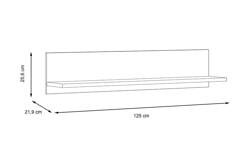Kranea Vegghylle 22x125 cm - Grå/Hvit - Oppbevaring - Hylle - Vegghylle