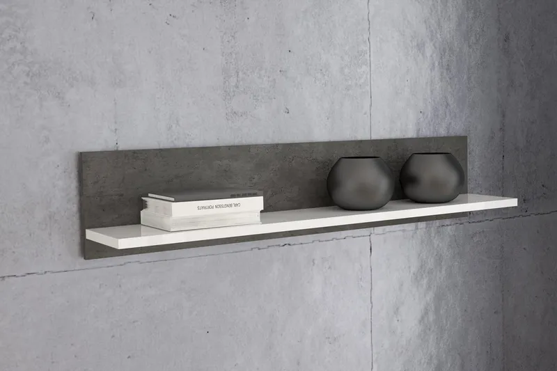 Kranea Vegghylle 22x125 cm - Grå/Hvit - Oppbevaring - Hylle - Vegghylle