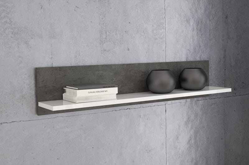 Kranea Vegghylle 22x125 cm - Grå/Hvit - Oppbevaring - Hylle - Vegghylle