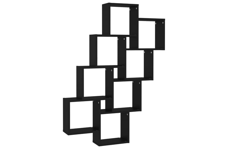 Kubeformet vegghylle svart 90x15x119 cm sponplate - Svart - Vegghylle - Vegghengt oppbevaring