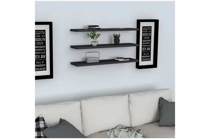 Lakasha Vegghylle 2 cm - Antrasitt - Oppbevaring - Hylle - Vegghylle