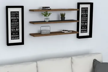 Lakasha Vegghylle 2 cm - Valnøtt - Oppbevaring - Hylle - Vegghylle