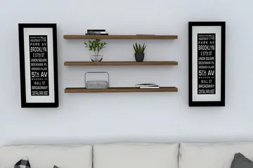 Lakasha Vegghylle 2 cm - Valnøtt - Oppbevaring - Hylle - Vegghylle