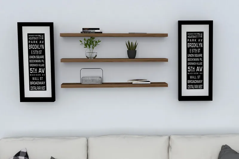 Lakasha Vegghylle 2 cm - Valnøtt - Oppbevaring - Hylle - Vegghylle