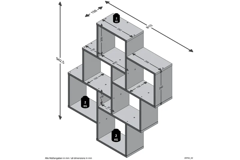 Laurio Vegghylle 81 cm - Grå/Eik - Oppbevaring - Hylle - Vegghylle