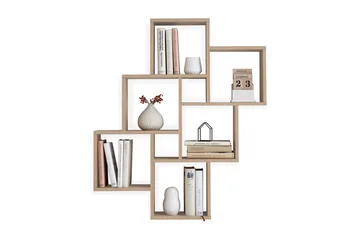 Laurio Vegghylle 81 cm - Grå/Eik - Oppbevaring - Hylle - Vegghylle