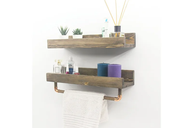 Leiasia Vegghylle 50 cm - Valnøtt - Oppbevaring - Hylle - Vegghylle