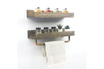 Leiasia Vegghylle 50 cm - Valnøtt - Oppbevaring - Hylle - Vegghylle