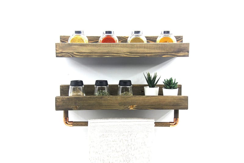 Leiasia Vegghylle 50 cm - Valnøtt - Oppbevaring - Hylle - Vegghylle