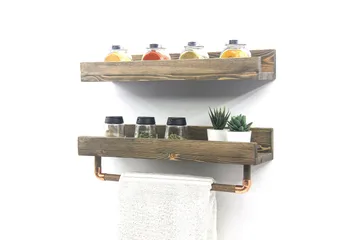 Leiasia Vegghylle 50 cm - Valnøtt - Oppbevaring - Hylle - Vegghylle