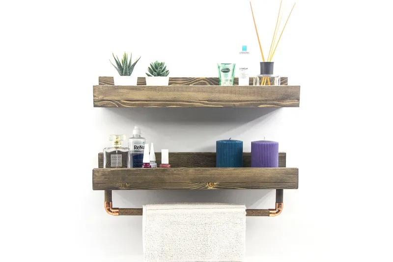 Leiasia Vegghylle 50 cm - Valnøtt - Oppbevaring - Hylle - Vegghylle