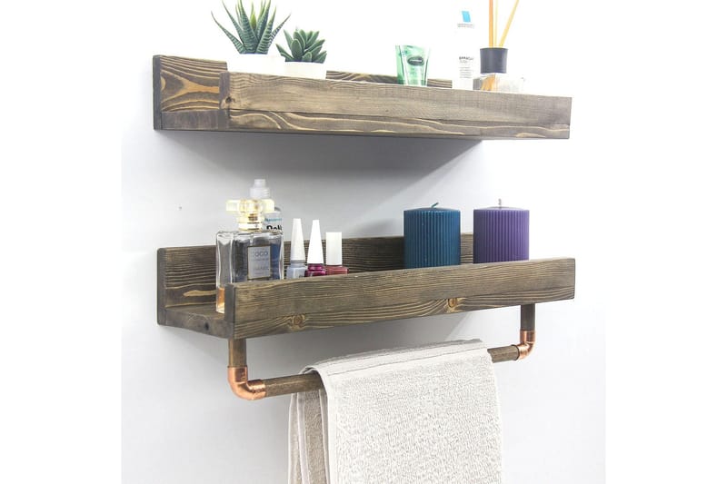 Leiasia Vegghylle 50 cm - Valnøtt - Oppbevaring - Hylle - Vegghylle