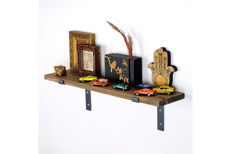 Lilamae Vegghylle 60 cm - Svart / Valnøtt - Oppbevaring - Hylle - Vegghylle