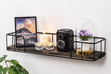 Lindern Vegghylle 15x60 cm - Svart / Valnøtt - Oppbevaring - Hylle - Vegghylle