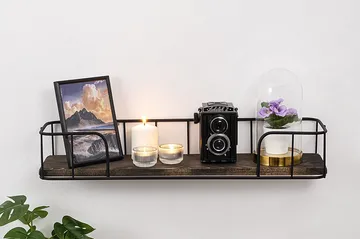 Lindern Vegghylle 15x60 cm - Svart / Valnøtt - Oppbevaring - Hylle - Vegghylle