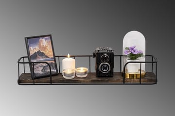 Lindern Vegghylle 15x60 cm - Svart / Valnøtt - Oppbevaring - Hylle - Vegghylle