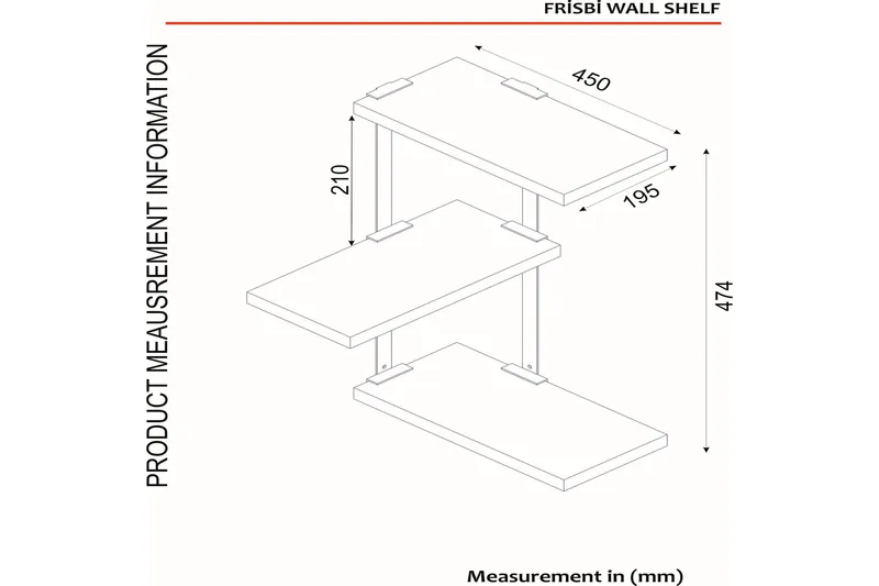 Mohed Vegghylle 45 cm - Brun/Svart - Oppbevaring - Hylle - Vegghylle