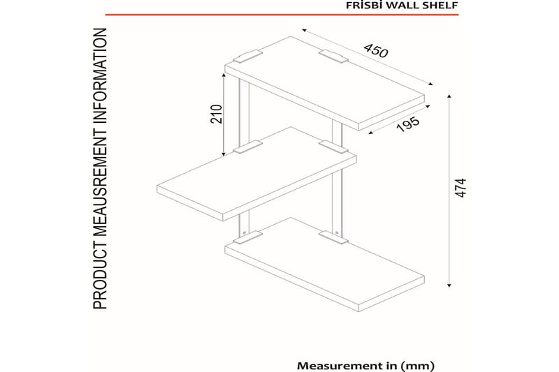 Mohed Vegghylle 45 cm - Brun/Svart - Oppbevaring - Hylle - Vegghylle