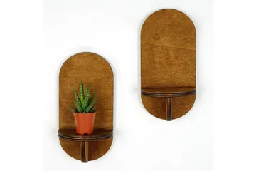 Nagaji Vegghylle 13 cm i Tre - Mørkebrun Trefarge - Oppbevaring - Hylle - Vegghylle