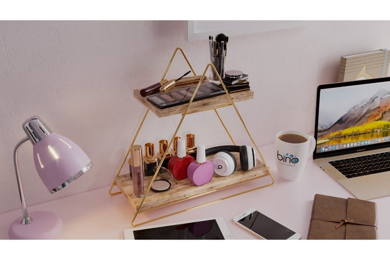 Naomasa Vegghylle 38 cm - Brun/Gull - Oppbevaring - Hylle - Vegghylle