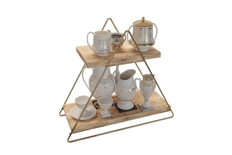 Naomasa Vegghylle 38 cm - Brun/Gull - Oppbevaring - Hylle - Vegghylle