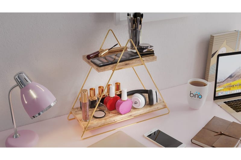 Naomasa Vegghylle 38 cm - Brun/Gull - Oppbevaring - Hylle - Vegghylle