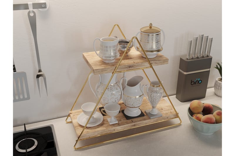 Naomasa Vegghylle 38 cm - Brun/Gull - Oppbevaring - Hylle - Vegghylle