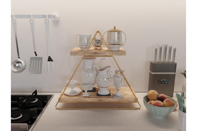 Naomasa Vegghylle 38 cm - Brun/Gull - Oppbevaring - Hylle - Vegghylle