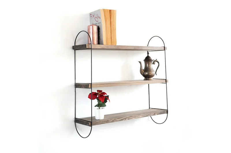 Nealhouse Vegghylle 60 cm - Valnøtt / Svart - Oppbevaring - Hylle - Vegghylle