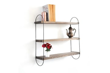 Nealhouse Vegghylle 60 cm - Valnøtt / Svart - Oppbevaring - Hylle - Vegghylle