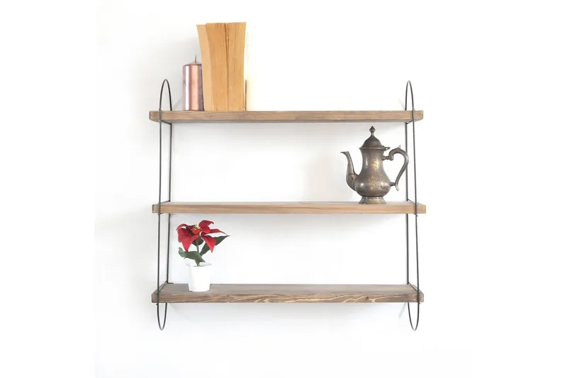 Nealhouse Vegghylle 60 cm - Valnøtt / Svart - Oppbevaring - Hylle - Vegghylle