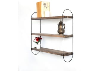 Nealhouse Vegghylle 60 cm - Valnøtt / Svart - Oppbevaring - Hylle - Vegghylle