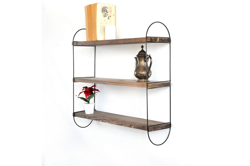 Nealhouse Vegghylle 60 cm - Valnøtt / Svart - Oppbevaring - Hylle - Vegghylle