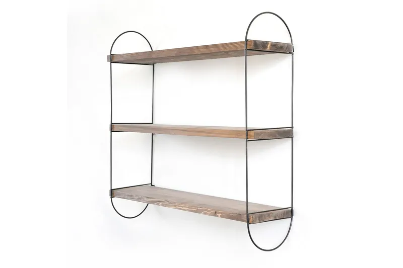 Nealhouse Vegghylle 60 cm - Valnøtt / Svart - Oppbevaring - Hylle - Vegghylle