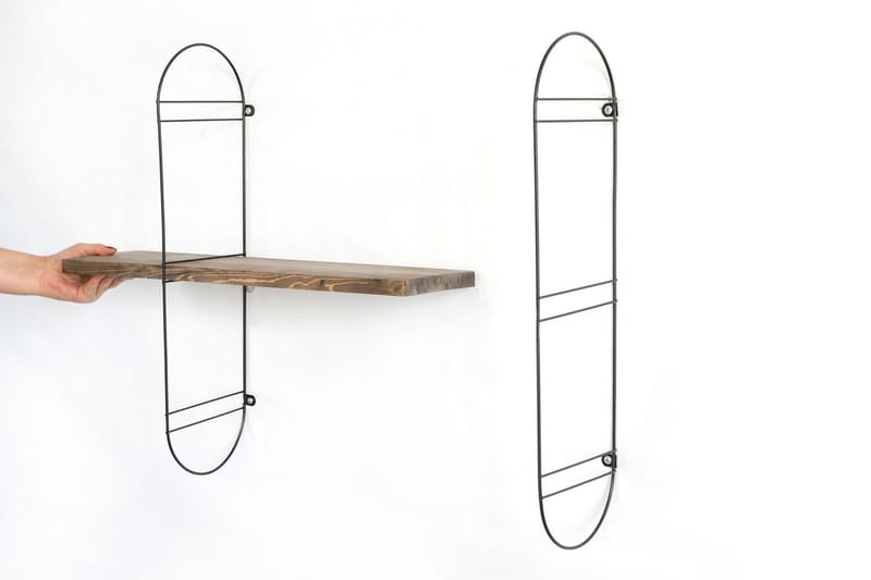 Nealhouse Vegghylle 60 cm - Valnøtt / Svart - Oppbevaring - Hylle - Vegghylle