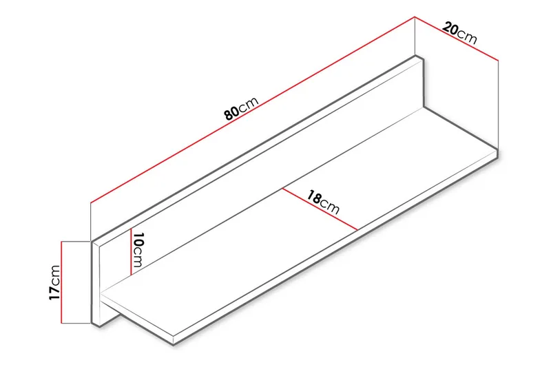 Nero Hylle 80 cm - Natur|Hvit - Oppbevaring - Hylle - Vegghylle
