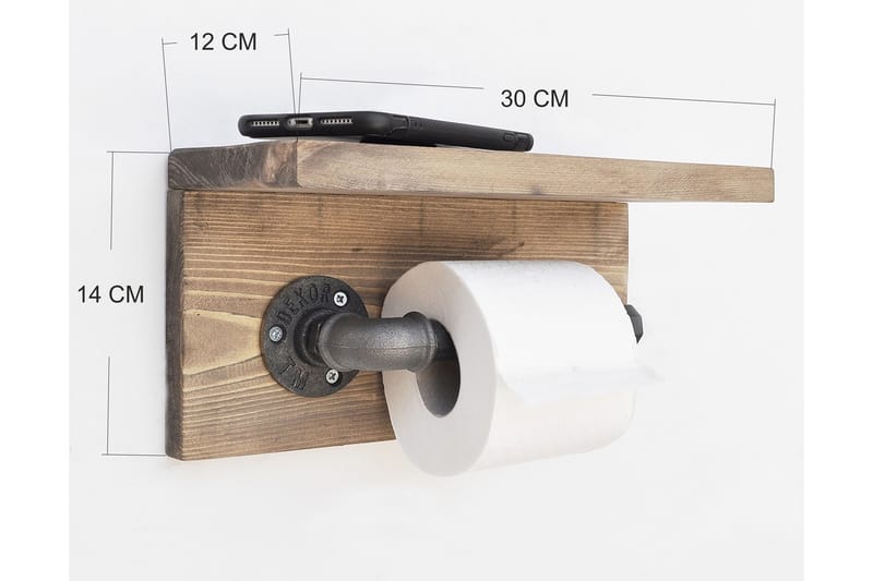 Papirholder Valid 30 cm - Brun|Svart - Vegghylle - Vegghengt oppbevaring