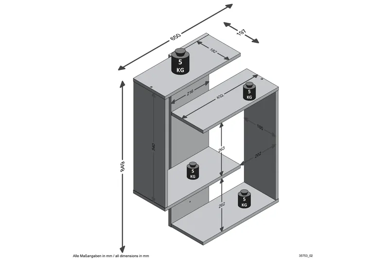 Prabhat Vegghylle 44 cm - Brun - Oppbevaring - Hylle - Vegghylle
