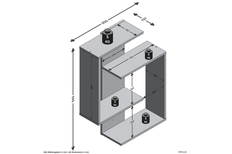 Prabhat Vegghylle 44 cm - Brun - Oppbevaring - Hylle - Vegghylle
