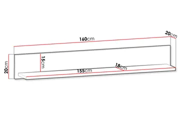 Prowansja Vegghylle 160 cm i Tre - Hvit|Brun - Oppbevaring - Hylle - Vegghylle