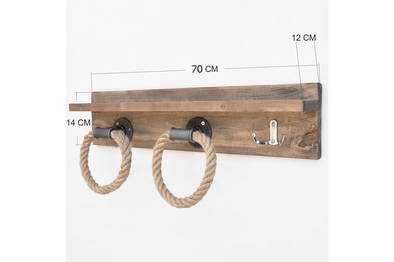 Pukkuri Veggoppheng 60 cm - Brun - Oppbevaring - Kles oppbevaring - Kleshengere & knaggrekker - Knagger