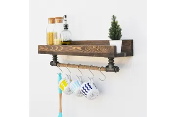 Pukkuri Veggoppheng 60 cm - Svart - Oppbevaring - Hylle - Vegghylle