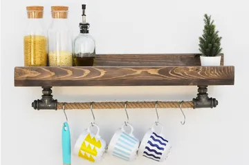 Pukkuri Veggoppheng 60 cm - Svart - Oppbevaring - Hylle - Vegghylle