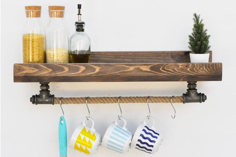 Pukkuri Veggoppheng 60 cm - Svart - Oppbevaring - Hylle - Vegghylle