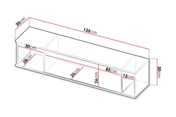 Querty Vegghylle 135x30x30 cm - Svart - Oppbevaring - Hylle - Vegghylle