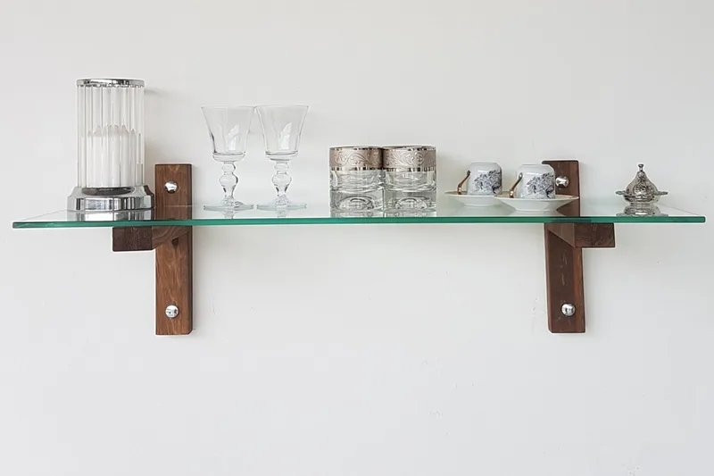 Quezad Vegghylle 85 cm - Valnøtt - Oppbevaring - Hylle - Vegghylle