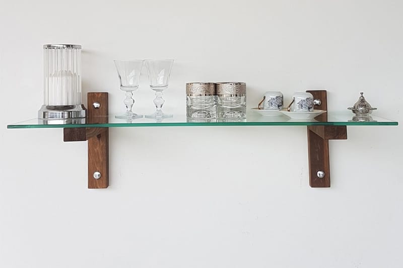 Quezad Vegghylle 85 cm - Valnøtt - Oppbevaring - Hylle - Vegghylle